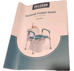 PELEGON Raised Toilet Seat with Handles (400lb) – Adjustable Height & Width Teal