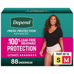 Depend Fresh Protection Women Ultimate Underwear 88-Ct Size S/M waist 24‑37″