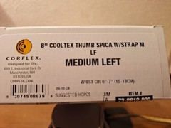 8″ „CORFLEX“ THUMB SPICA WITH STRAP / LEFT WRIST / SIZE – Medium“. New.