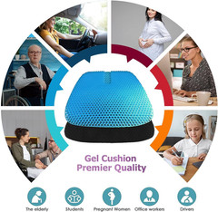 Gel Seat Cushion for Long Sitting, Gel Cushions for Pressure Sores Relief, 18.5X