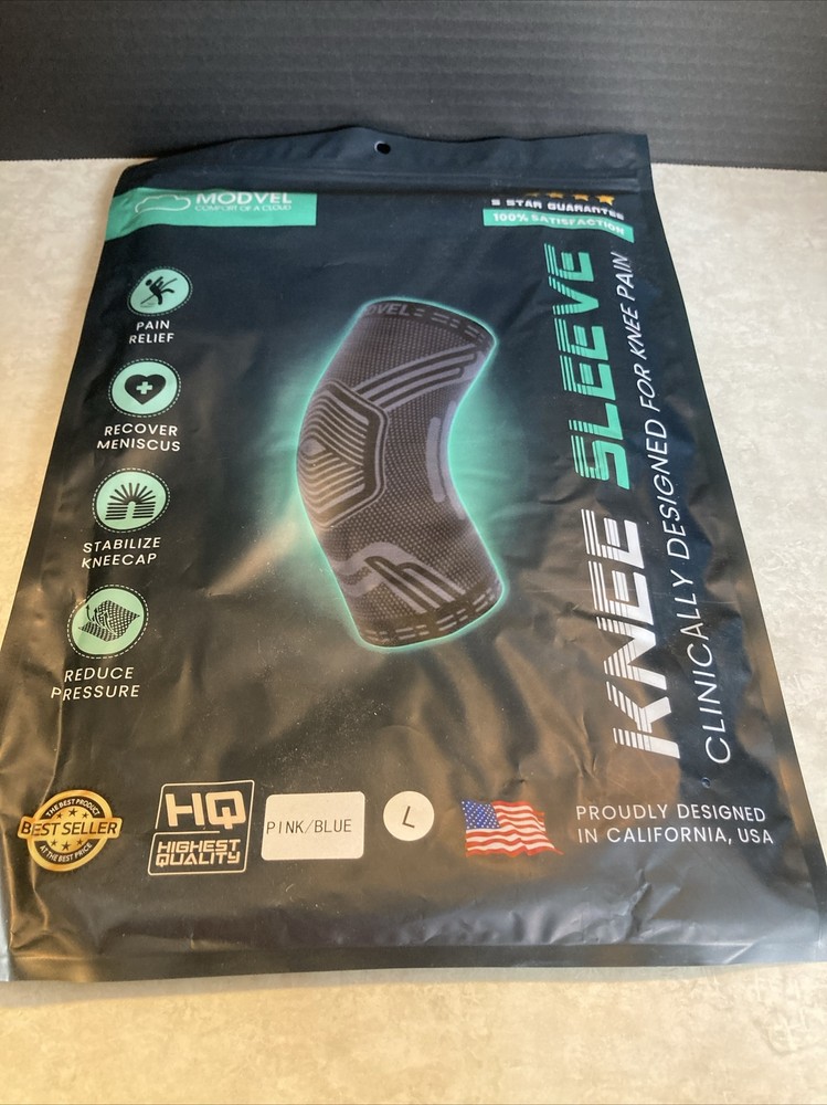 Modvel Compression Knee Brace Sleeve Size Large Pink / Blue NEW