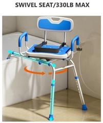 Sliding Shower Transfer Chair with 360 Swivel Seat Extra-Wide 330lb Tub