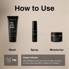 Shield Face Acne System For Men And Boys Easy 3-Step Clear Skin Kit 4 Benzoyl