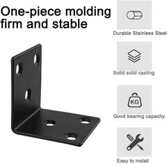 20 Large 2×2 Inch Corner Braces – Black Coated Stainless Steel for DIY Projects