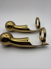 Vintage Horse Hames 6.5” Heavy Solid Brass Ball End w/ Ring Set of 2