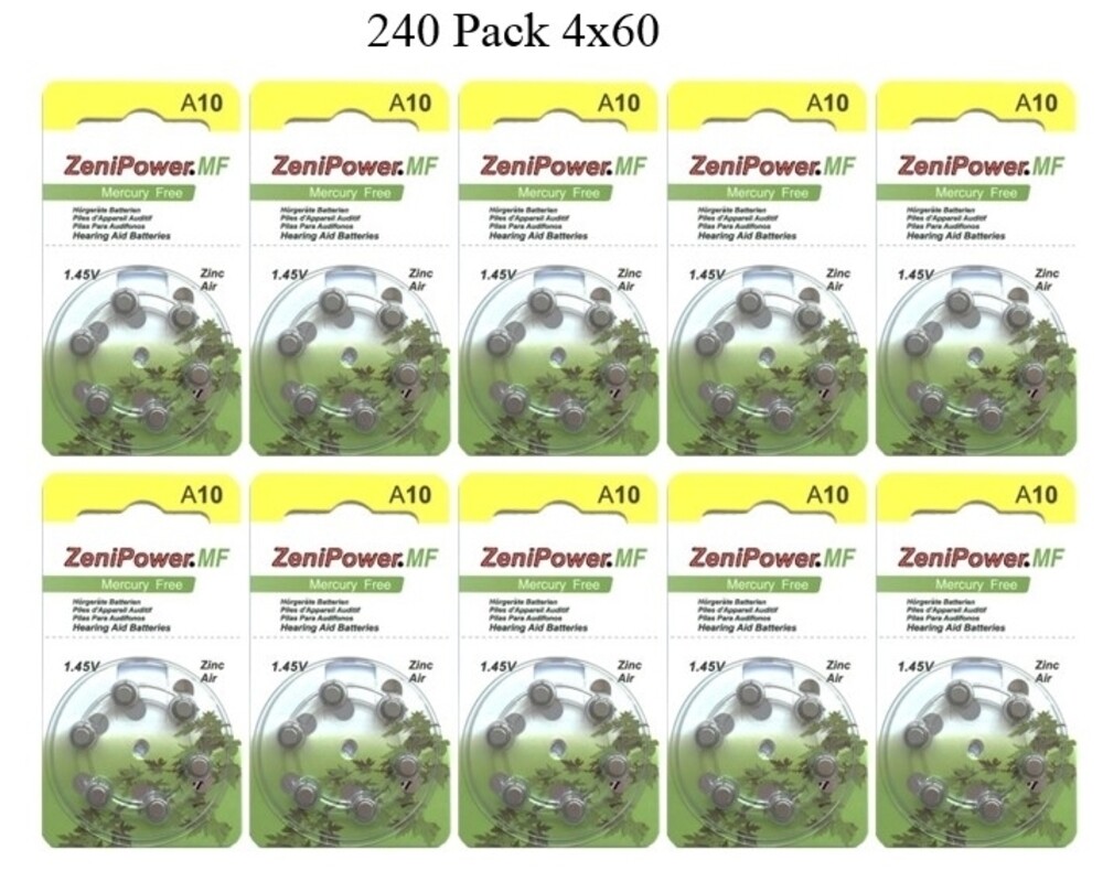 ZeniPower Size A10 PR70 Mercury Free Hearing Aid Batteries Pack of 240