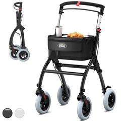 Narrow Rollator Walker for Seniors Small Spaces Indoor Foldable Lightweight Tray
