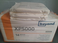 1 single sample XP5000 Beyond Overnight Plastic backed adult diaper