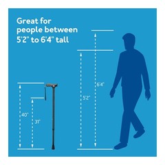 Carex Soft Grip Walking Cane with Strap, Anti-Slip 1 Count (Pack of 1), Blue