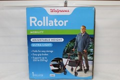 Walgreens Burgundy Steel Frame Folding Rollator 350 Weight Capacity