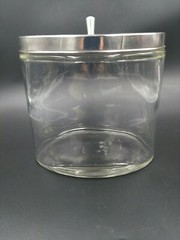 Oval Jar W/Out Imprints Clear thick Glass with metal Lid