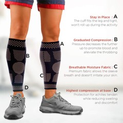 COPPER Calf Compression Sleeve Running Leg Support Brace Sport Shin Splint Socks