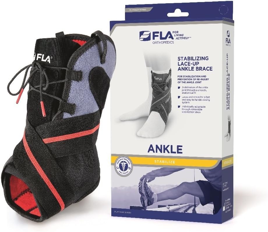 FLA Stabilizing Lace-up Ankle Brace – (SMALL) Breathable Ankle Brace for Twisted