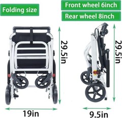 (only 15lb) Super Lightweight Transport Wheelchair. Easy to Travel, Locking Hand