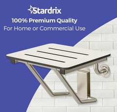 Stardrix 18″ x 16″ ADA Compliant Phenolic White Folding Shower Seat Bench, Wall