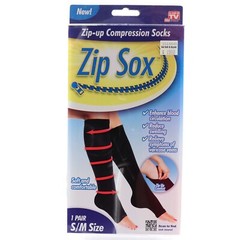 Zip Sox Zip-Up Compression Stockings Socks Black S/M Small Medium 1 Pair NEW