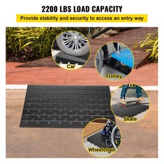 Solid Rubber Threshold Ramp 2.6 Inch Rise 2200LBS with 3 Cord Channels