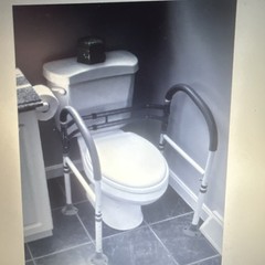 Foldable Adjustable Toilet Safety Frame w/ Handrails Steel 26-34in H 19-24in W