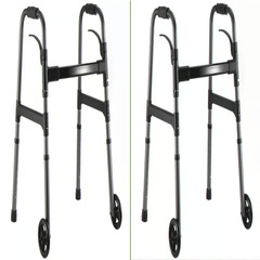MaxKare Folding Walker with Wheels 30.5″-37.5″ Adjustable 300 lbs