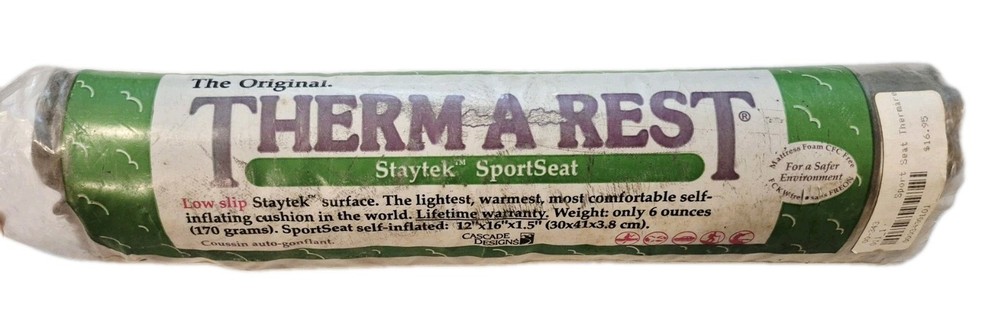 Vintage Therm-a-Rest Staytek Sport Seat Self-inflating NOS