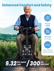 3Wheel Ultralight Foldable Storage Electric Mobility Scooter 300W Range 15 Miles