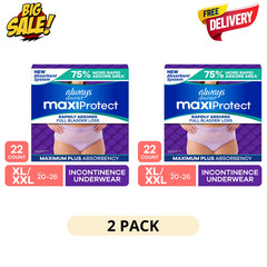 2Pack Always Discreet Womens Underwear XL XXL 22Ct MaxiProtect Max Plus Absorben