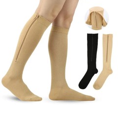 Closed Toe Zipper Compression Socks,3 Pairs 15-20mmHg Cycling,Athletic Men Women