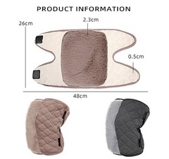 Dark Gray Thermal Plush Padded Knee Braces Leg Warmers Adjustable Wrap