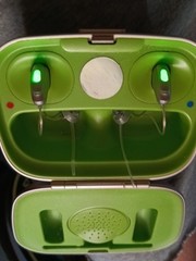 used upon delivery Phonak Hearing Aid Case – Silver, Bluetooth and hearing aids
