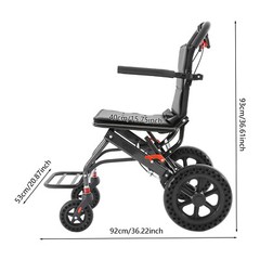 Medical Super Light Foldable Wheeled Transport Chair with Carry Bag 100KG