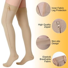 2 Pairs Thigh High Compression Socks 20-30 mmHg Closed Toe Support Stockings – X