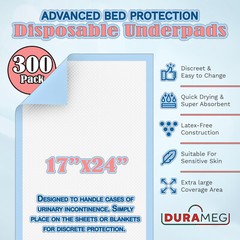 Chucks Pads [300-Pads] Underpads 17×24 Bed & Pee Pads | Puppy Pads | Chux Pads