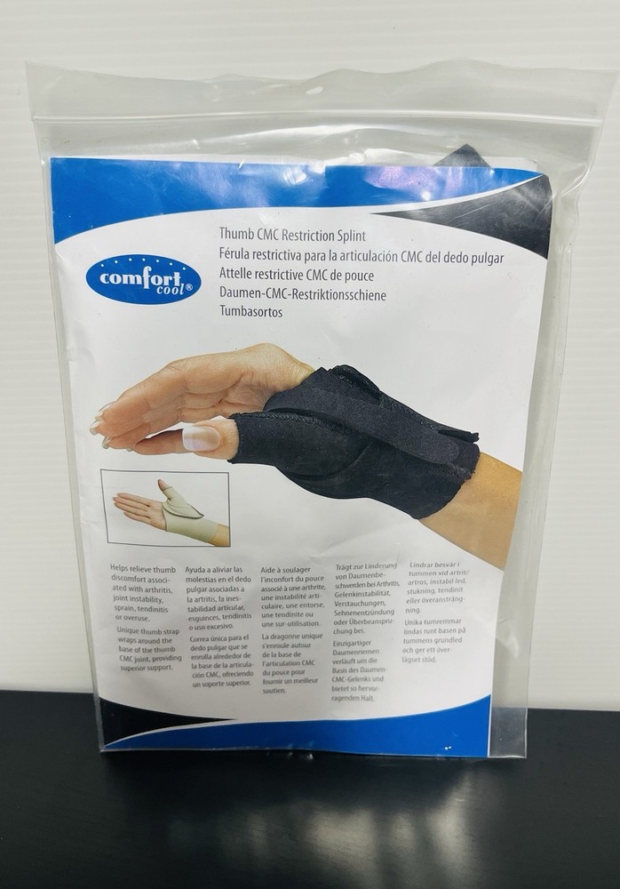 Comfort Cool Thumb CMC Restriction Splint, Medium+, Left, Black NC79558 New
