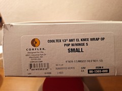 Corflex Cooltex 13″ Anterior Closure Knee Wrap OP Pop wHinge. SMALL. NEW!