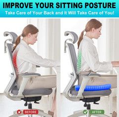 Double Thick Gel Seat Cushion for Tailbone & Sciatica Pain Relief Chair