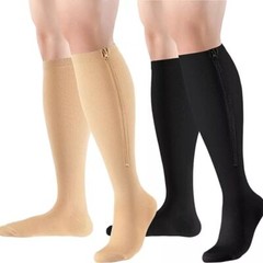 3 Pair Zippered Compression Socks 20-30mmHg Men Women Graduated Support Stocking