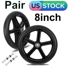 2PACK 8 Inch Walker Wheels Replacement Solid Anti Slip Rollator Wheel Set 8″