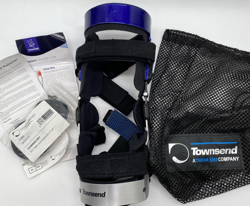 Townsend Thuasne Rebel Reliever Right Knee Brace & Bag Size Small Blue Silver