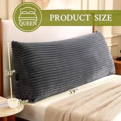 Headboard Pillow Headboard Wedge Pillow, Back Rest Pillows for Queen Dark Grey