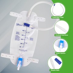 3 Pack Easy-Tap Catheter Leg Bag Urinary Drainage Bag, 500ml, Anti-Reflux Val…