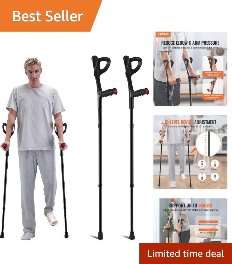 Lightweight Forearm Crutches – Non-Slip and Height Adjustable for Safety