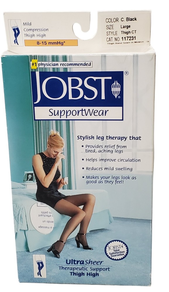 JOBST UltraSheer Thigh High Closed Toe 8-15mmHg (Classic Black) Large