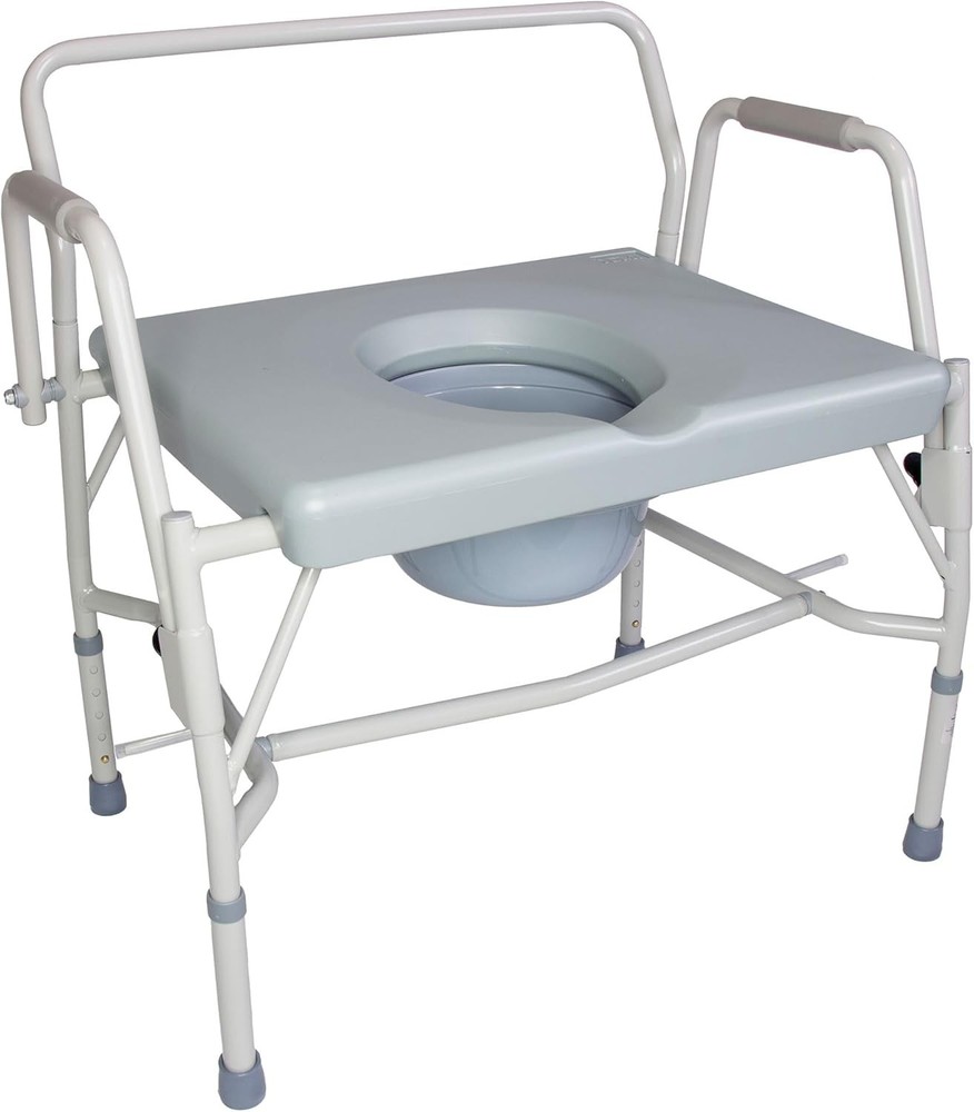 DMI Drop Arm Portable Toilet Commode, Extra-Wide Seat, 500 Pound Weight Capacity