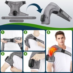 Touch Screen Heated Vibration Shoulder Massager Brace Joint Support Relief Pain