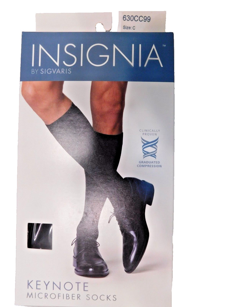 Men’s Sigvaris Keynote Microfiber Knee High Compression Socks Black Size C