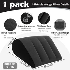 Inflatable Wedge Pillow for Sleeping, Leg/Back/Ankle Elevation, Portable Travel
