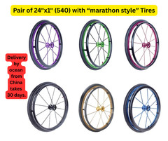 Pair of 24″x1″ (540) Colored Aluminum Round HUB Wheelchair Wheels
