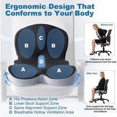 Memory Foam Office Chair Cushion L-Shaped Integrated Seat Cushion Lumbar Support