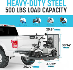 500lbs Wheelchair Hitch Carrier Mobility Electric Scooter Loading Ramp 2″ Hitch