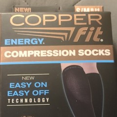 Copper Fit Energy Compression Socks S/M Copper Infused Graduated Compression Bl…